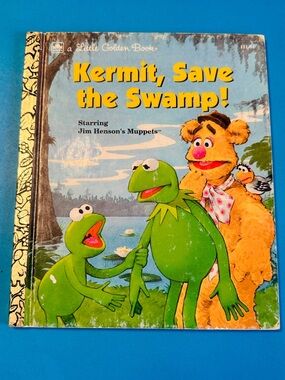Sesame Street 1992 Kermit, Save the Swamp! Little Golden Book Jim Henson